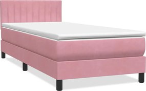 vidaXL Κρεβάτι Boxspring με Στρώμα &amp; LED Ροζ 80x220 εκ. Βελούδινο