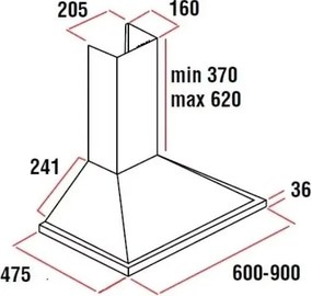 HAUSBERG HB-1260AB CHIMNEY HOOD 60CM WHITE