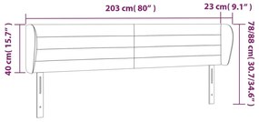 Κεφαλάρι με Πτερύγια Μαύρο 203x23x78/88 εκ. Βελούδινο - Μαύρο