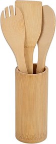 Κουτάλες Μαγειρικής + Βάση (Σετ 4τμχ) Homely Bamboo Essentials 02-18191