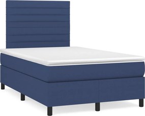 vidaXL Κρεβάτι Boxspring με Στρώμα Μπλε 120x200 εκ. Υφασμάτινο