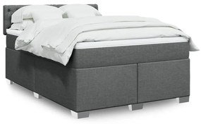 Κρεβάτι Boxspring με Στρώμα Σκούρο Γκρι 140x200 εκ Υφασμάτινο - Γκρι