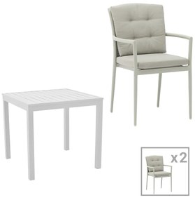 Intrahome Τραπεζαρία Kliton - Moritz σετ 3τεμ Intrahome αλουμίνιο σε λευκή και γκρι απόχρωση 80x80x74εκ | SKU: INTRAPA-311111912