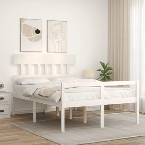 vidaXL Κρεβάτι Ηλικιωμένου με Κεφαλάρι 140 x 200 εκ. Λευκό Μασίφ Ξύλο