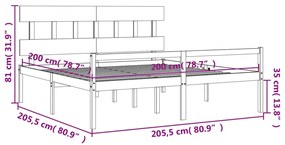 ΠΛΑΙΣΙΟ ΚΡΕΒΑΤΙΟΥ ΜΕ ΚΕΦΑΛΑΡΙ ΓΚΡΙ 200X200 ΕΚ. ΜΑΣΙΦ ΞΥΛΟ 3195438