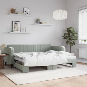 Καναπές Κρεβάτι Συρόμενος Ανοιχτό Γκρι 80 x 200 εκ. Βελούδινος - Γκρι