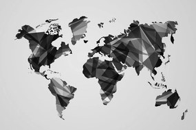 Εικόνα του παγκόσμιου χάρτη σε διανυσματική σχεδίαση γραφικών σε ασπρόμαυρο - 120x80
