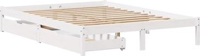 vidaXL Σκελετός Κρεβ. Χωρίς Στρώμα Λευκό 160x200 εκ Μασίφ Πεύκο