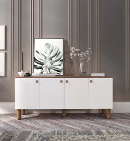 Stewehome Μπουφές Λευκό &amp;amp; Δρυς με 4 Πόρτες 160x40x73 cm
