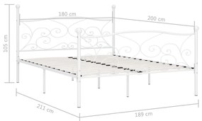 vidaXL Πλαίσιο Κρεβατιού με Τελάρο Λευκό 180 x 200 εκ. Μεταλλικό