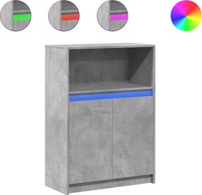vidaXL Ντουλάπι με Φώτα LED Γκρι Σκυρ. 72x34x100εκ. Επεξεργασμένο Ξύλο