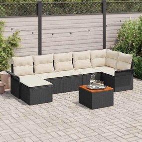 vidaXL Σετ Καναπέ Κήπου 8 pcs Μαύρο Πολυ ράταν