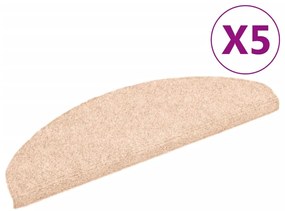 vidaXL Πατάκια Σκάλας Αυτοκόλλητα 5 τεμ Καφέ 65x21x4 εκ. Βελονιασμένα