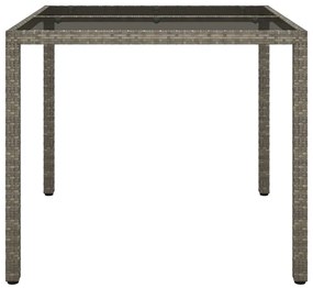 vidaXL Τραπέζι Κήπου για Φαγητό Γκρι 90 x 90 x 75 cm Πολυ ράταν