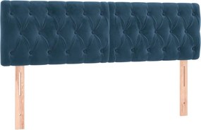 vidaXL Κρεβάτι Boxspring με Στρώμα Σκούρο Μπλε 140x200 εκ. Βελούδινο