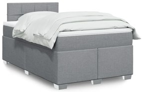 vidaXL Κρεβάτι Boxspring με Στρώμα Ανοιχτό Γκρι 120x190 εκ. Υφασμάτινο