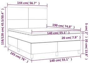 Κρεβάτι Boxspring με Στρώμα &amp; LED Σκ.Γκρι 140x190εκ. Υφασμάτινο - Γκρι