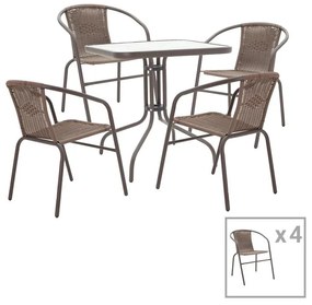 Tραπεζαρία Obbi-Watson σετ 5τεμ καφέ μέταλλο-pe rattan 80x80x70εκ 80x80x70 εκ.