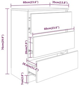 Συρταριέρα Sonoma Δρυς 60 x 35 x 76 εκ. Επεξεργασμένο Ξύλο - Καφέ