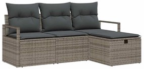 vidaXL Σετ Καναπέ Κήπου με μαξιλάρι 4 pcs Γκρι Πολυ ράταν