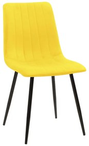 Καρέκλα Noor pakoworld κίτρινο βελούδο με πόδι μετάλλου σε μαύρη απόχρωση 44x53x86εκ