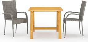 vidaXL Σετ Τραπεζαρίας Κήπου 3 Τεμαχίων Γκρι