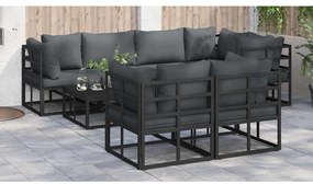 vidaXL Σετ Καναπέ Κήπου 7 pcs Μαύρο 283 x 143 x 71 εκ Αλουμίνιο