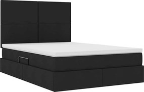 vidaXL LED Κρεβάτι αποθήκευσης με στρώμα Μαύρο 140 x 200 cm Ύφασμα