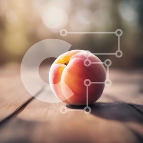 Σετ των 2 Intra Συλλεκτικό Ξύλινο Παζλ Plywood  4mm - Ώριμο ροδάκινο σε ξύλινο τραπέζι Σε Ξύλινο Κουτί - Διαστάσεις: 10x10 cm – 25 κομμάτια