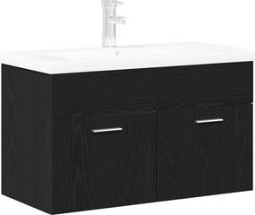 vidaXL Ντουλάπι Μπάνιου με συρτάρι Μαύρη Οξυά 80 x 38,5 x 46 cm