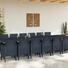 vidaXL Σετ Τραπεζαρίας Κήπου 15 Τεμαχίων Με Μαξιλάρια Ανθρακί Πολυ Ρατάν