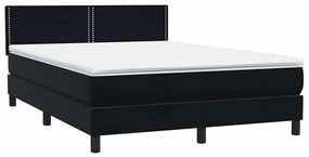 vidaXL Κρεβάτι Boxspring με Στρώμα Μαύρο 160x210 εκ. Βελούδινο