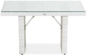 Τραπεζάκι εξωτερικού χώρου Comfort Garden 1352, 55x60x100cm, Άσπρο, Επεξεργασμένο γυαλί, Πλαστικό ψάθινο