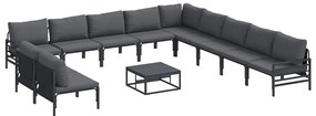 vidaXL Σετ Καναπέ Κήπου 12 pcs Ανθρακί Ατσάλι