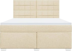 vidaXL Κρεβάτι Boxspring με Στρώμα Κρεμ 180x200 εκ. Υφασμάτινο