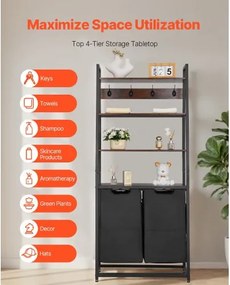 VEVOR 4 Tiers Laundry Sorter Tall Laundry Hamper with Shelves &amp; Hooks 2 Section