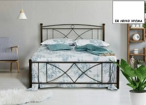 Κρεβάτι 016 με τάβλες και στρώμα 160x200 μεταλλικό διπλό ΛΕΥΚΟ