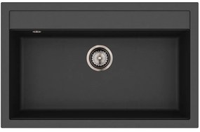Helika Quadro SQQ 103 Ένθετος Γρανιτένιος Νεροχύτης με Γραφίτη Βαλβίδα Μ79.5xΠ50.5cm Μαύρος