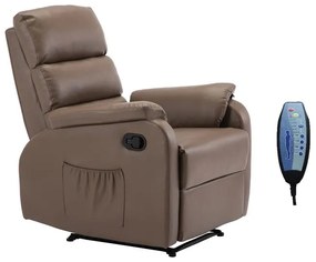 WOODWELL Ε9733,4COMFORT Massage Πολυθρόνα Relax, Σαλονιού - Καθιστικού, PU Cappuccino 74x90x98cm Ε9733,4