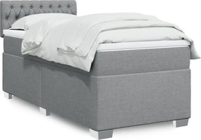 vidaXL Κρεβάτι Boxspring με Στρώμα Ανοιχτό Γκρι 90x200 εκ. Υφασμάτινο