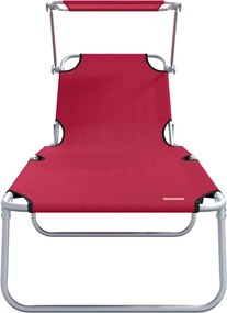 vidaXL Ξαπλώστρα 2 pcs Κόκκινο 58 x 188 x 77 εκ. Πολυεστέρας