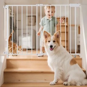 VEVOR Baby Gate 29.5-43 Inches Adjustable Width 28 Inches High Dog Gate White