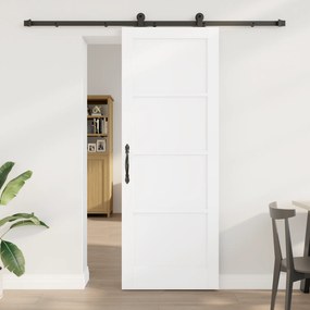 vidaXL Συρόμενη Πόρτα με Σετ Υλικών 'ORKDAL' Λευκή Συμπαγές Ξύλο Πεύκο