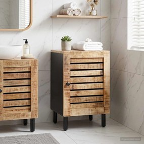 vidaXL Ντουλάπι Μπάνιου Καφέ και Μαύρο 38 x 33,5 x 58 εκ.