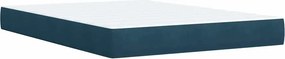 vidaXL Κρεβάτι Boxspring με Στρώμα Μπλε 140x190 εκ. Βελούδινο