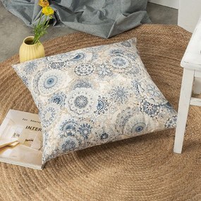 Μαξιλαροθήκη Διακοσμητική Δαπέδου Serrano Grey-Blue Teoran 65Χ65 Cotton-Polyester
