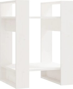 vidaXL Βιβλιοθήκη/Διαχωριστικό Χώρου Λευκό 41x35x57 εκ. Μασίφ Πεύκο