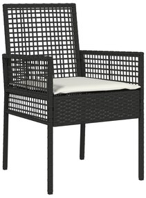 vidaXL Σετ Bistro Κήπου 3 Τεμαχίων με Μαξιλάρια Μαύρο Πολυ Ράτανα