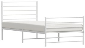 vidaXL Πλαίσιο Κρεβατιού με Κεφαλάρι/Ποδαρικό Λευκό 75x190 εκ. Μέταλλο