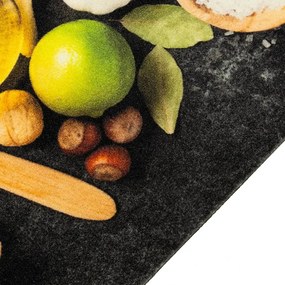 Χαλί Κουζίνας Πλενόμενο Σχέδιο Μπαχαρικά 60 x 300 εκ. Βελούδινο - Μαύρο